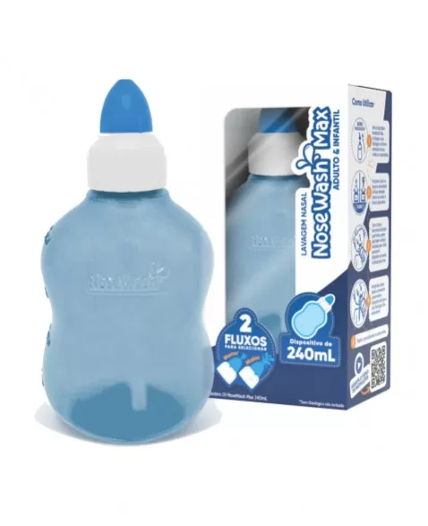 DISPOSITIVO P/ LAVAGEM NASAL NOSEWASH MAX 240ML-ADULTO E INFANTIL/NWA01