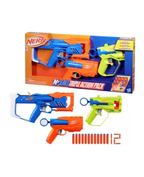 NERF N SERIES PACK C/ 3 TRIPLE ACTION/F9841