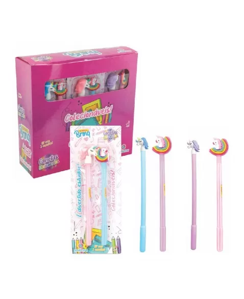 DISPLAY C/12 CANETA DIVERTIDA UNICORNIOS - BLISTER/SCB68